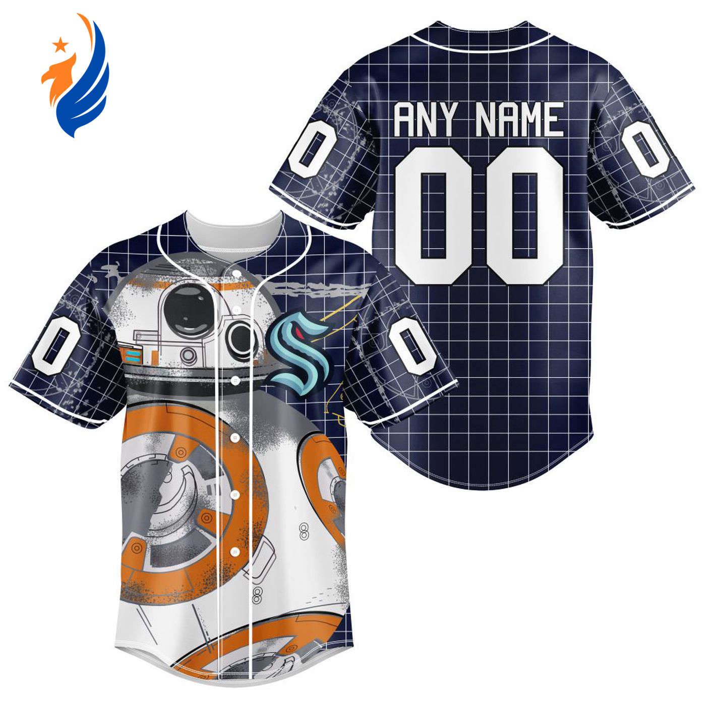 NHL Seattle Kraken | Specialized Baseball Jersey X BB-8 D Star War - Bafud hockey jersey product view 1