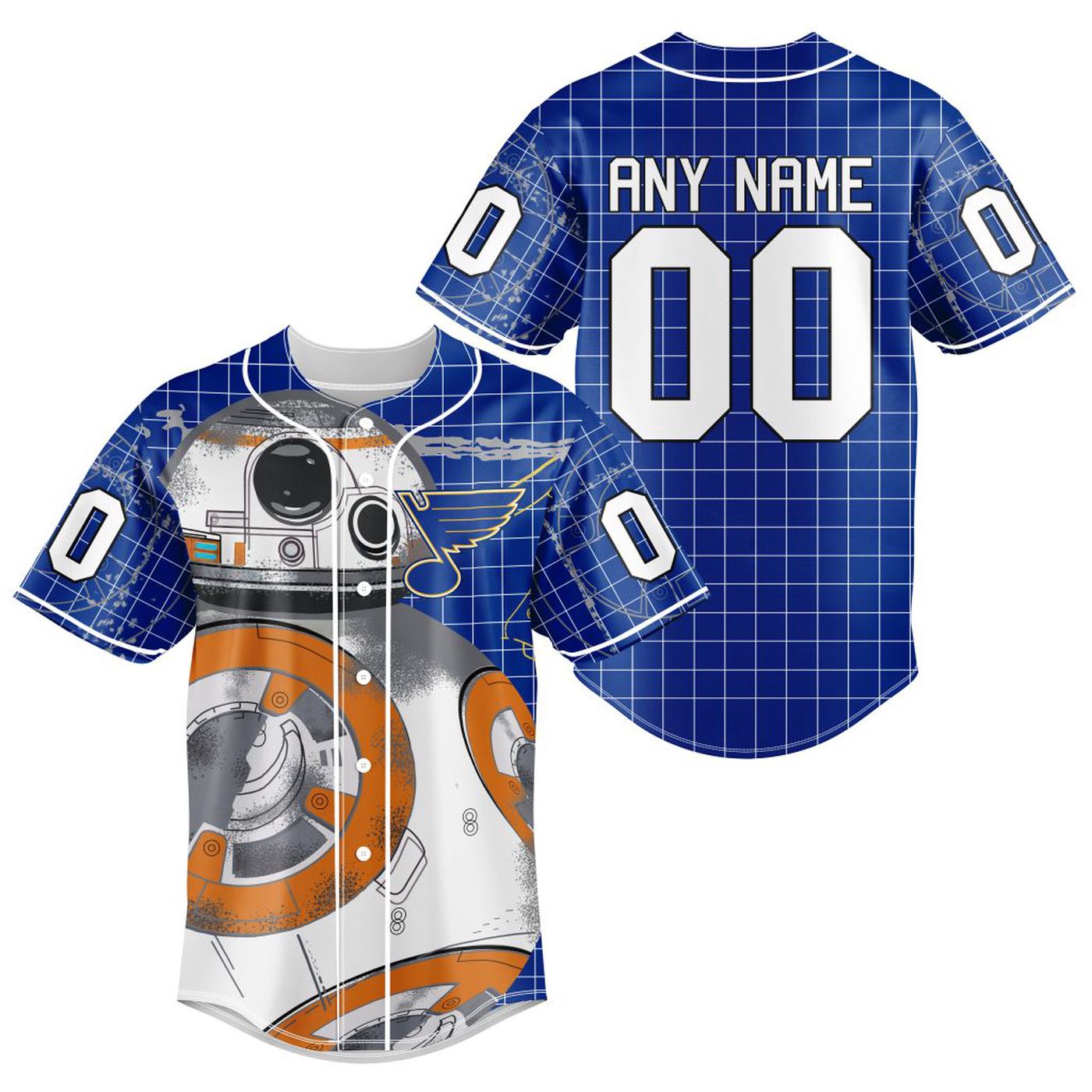 NHL St. Louis Blues | Specialized Baseball Jersey X BB-8 D Star War - Bafud hockey jersey product view 2