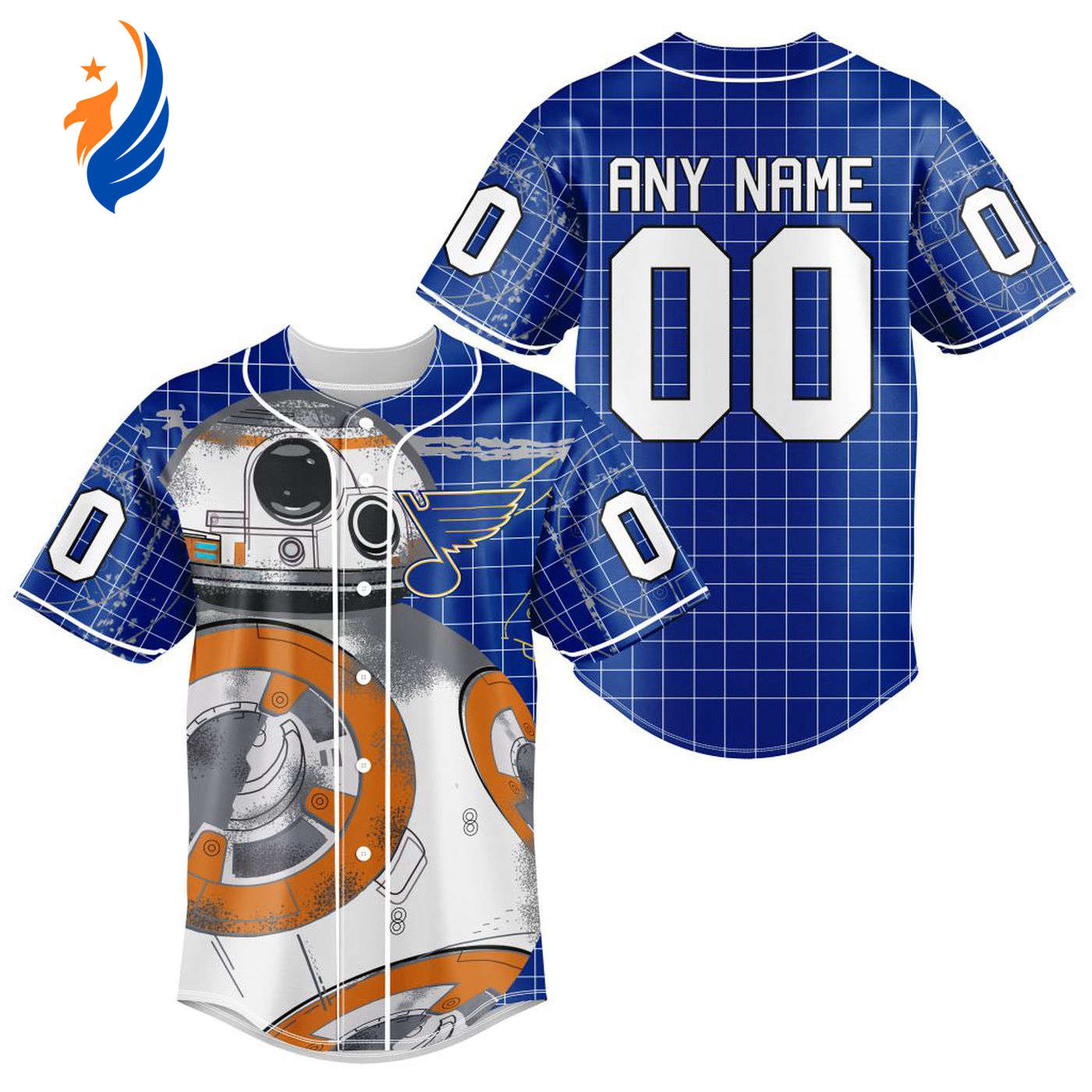 NHL St. Louis Blues | Specialized Baseball Jersey X BB-8 D Star War - Bafud hockey jersey product view 1