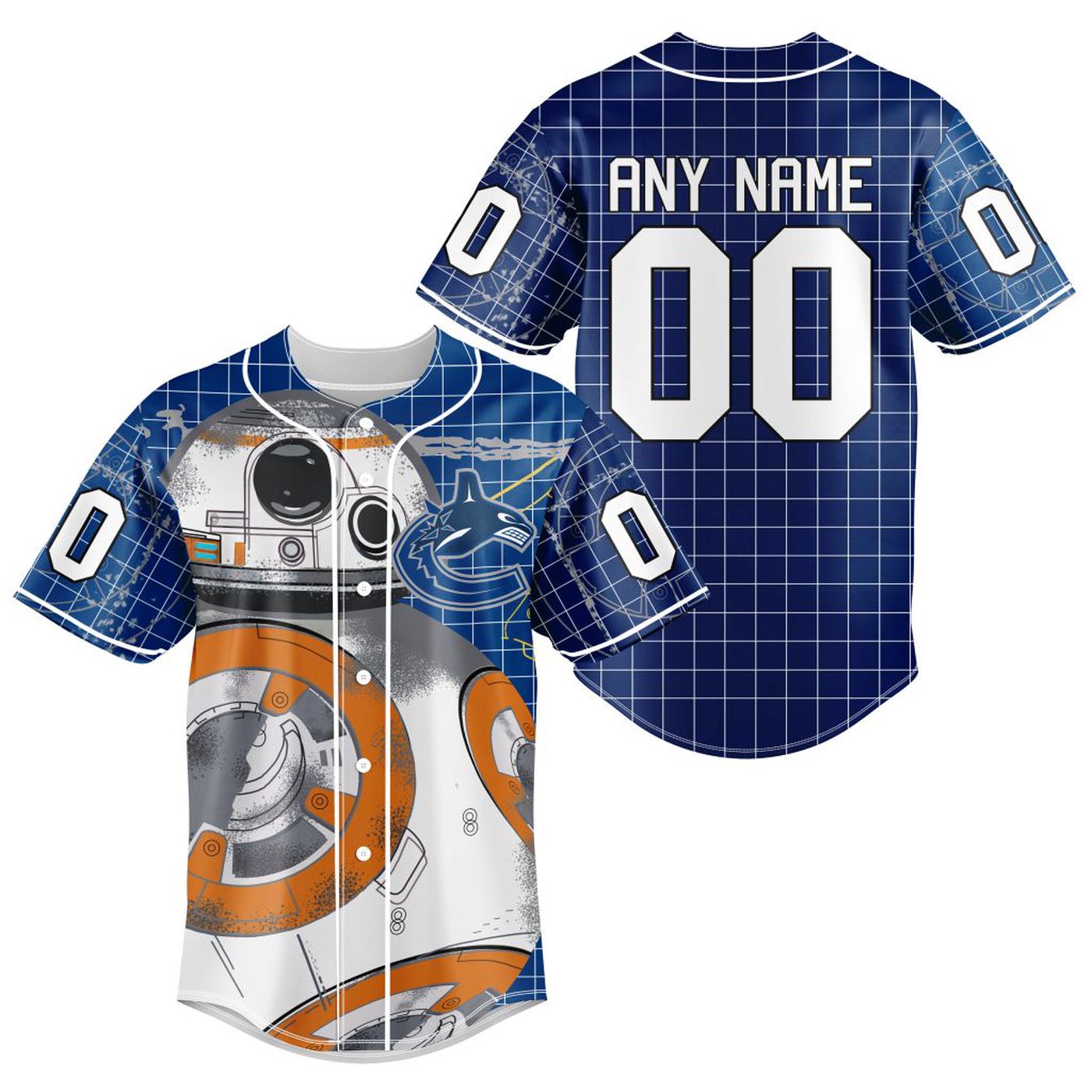 NHL Vancouver Canucks | Specialized Baseball Jersey X BB-8 D Star War - Bafud hockey jersey product view 2