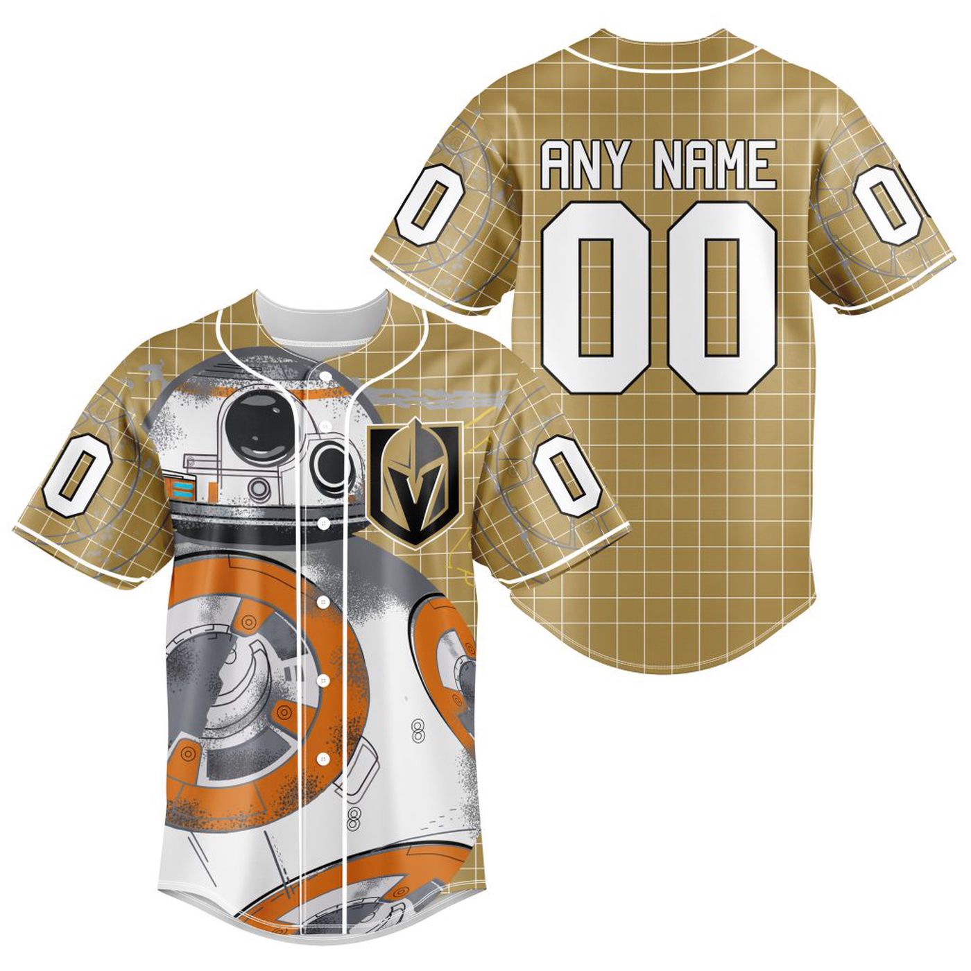 NHL Vegas Golden Knights | Specialized Baseball Jersey X BB-8 D Star War - Bafud hockey jersey product view 2