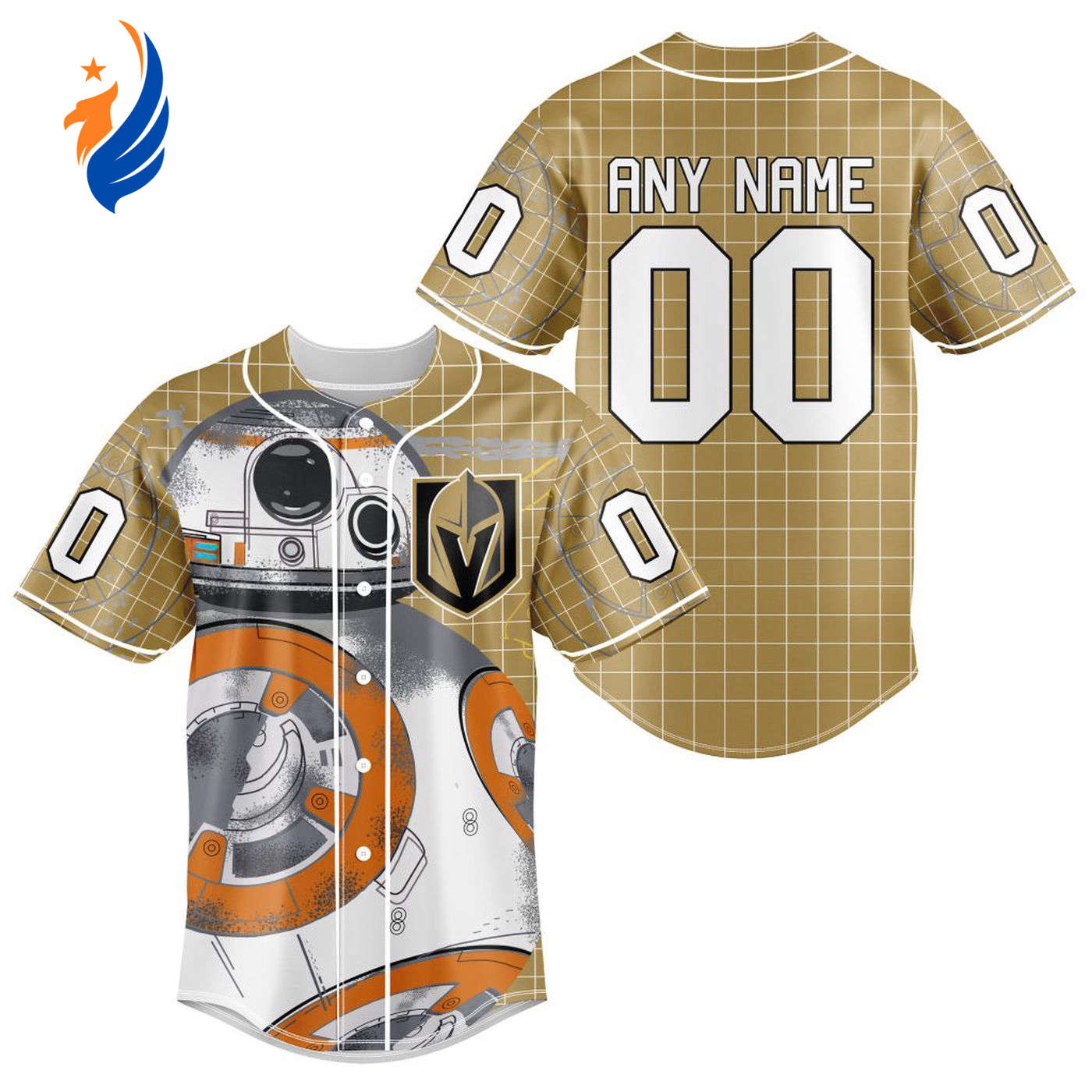 NHL Vegas Golden Knights | Specialized Baseball Jersey X BB-8 D Star War - Bafud hockey jersey product view 1