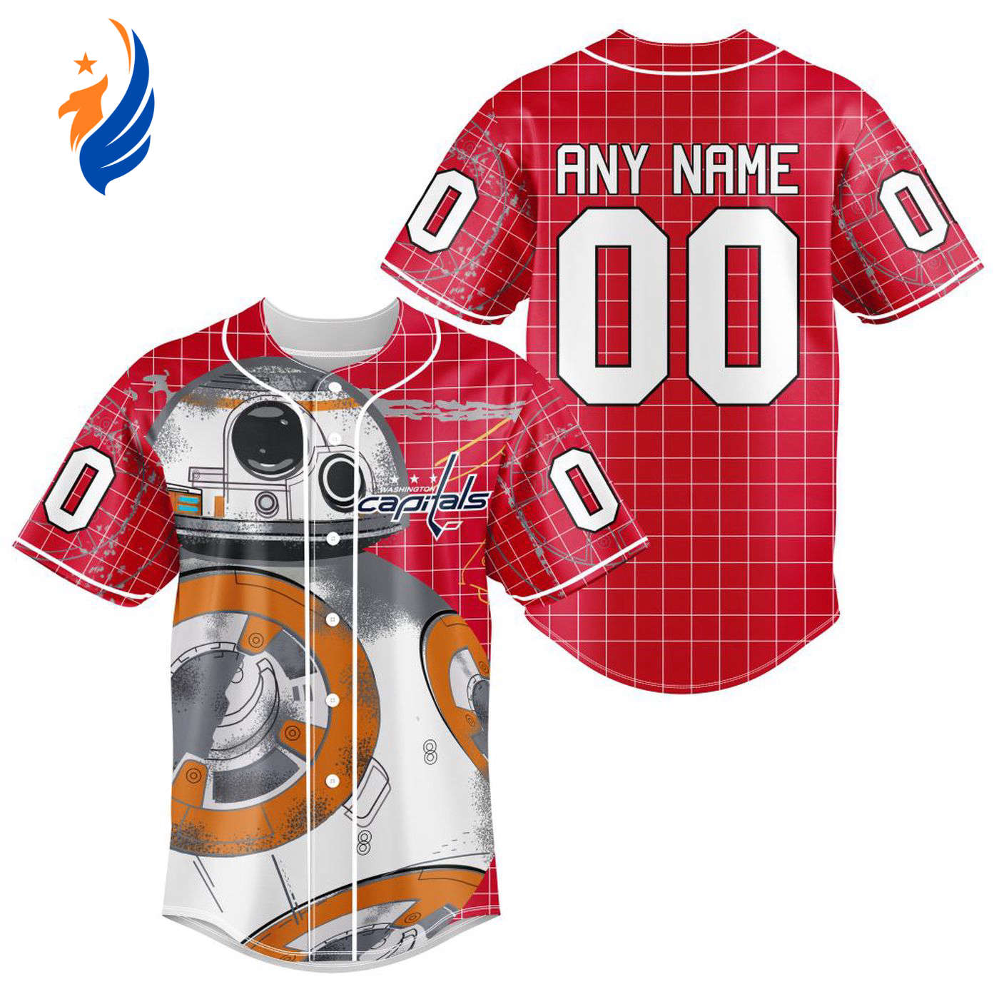 NHL Washington Capitals | Specialized Baseball Jersey X BB-8 D Star War - Bafud hockey jersey product view 1