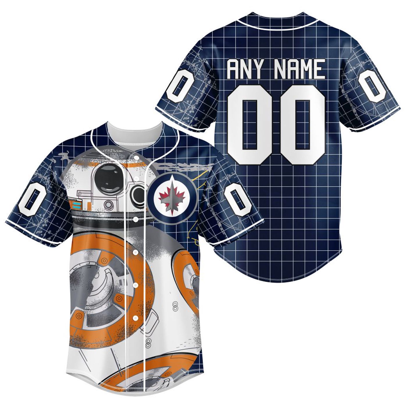 NHL Winnipeg Jets | Specialized Baseball Jersey X BB-8 D Star War - Bafud hockey jersey product view 2