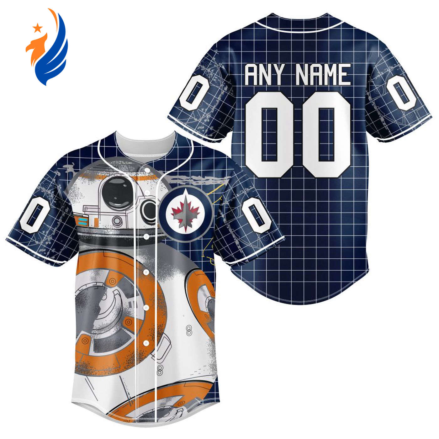 NHL Winnipeg Jets | Specialized Baseball Jersey X BB-8 D Star War - Bafud hockey jersey product view 1