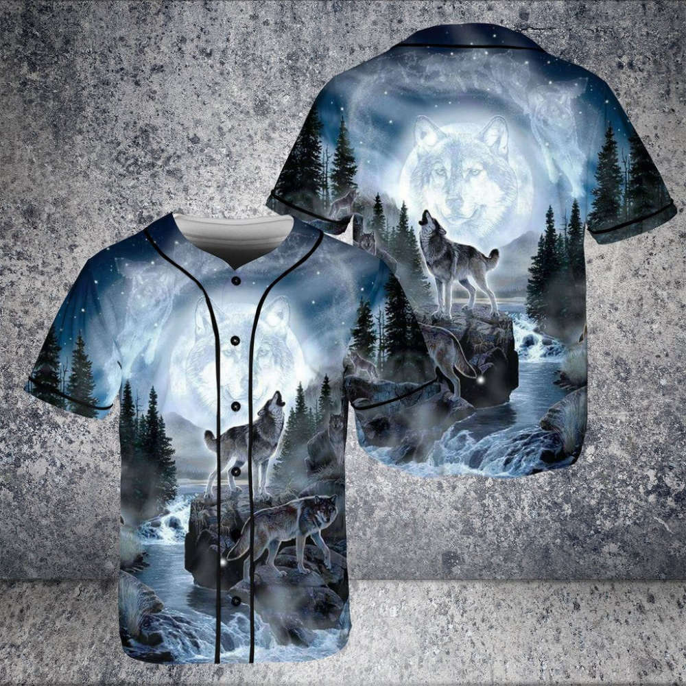 Night Wolf Native American Baseball Jersey: Authentic and Stylish Apparel baseball jersey product view 2
