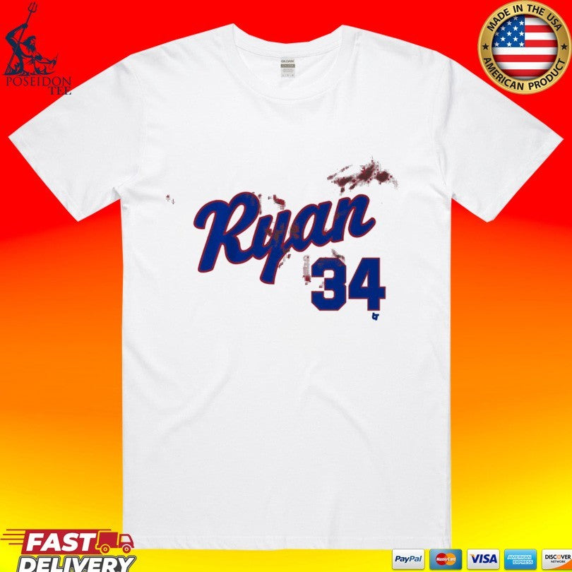 Nolan Ryan 34 Bloody T-shirt Unisex T-shirt, Sweatshirt, Hoodie, Long Sleeve Tee - T-Shirt, Sweatshirt, Hoodie