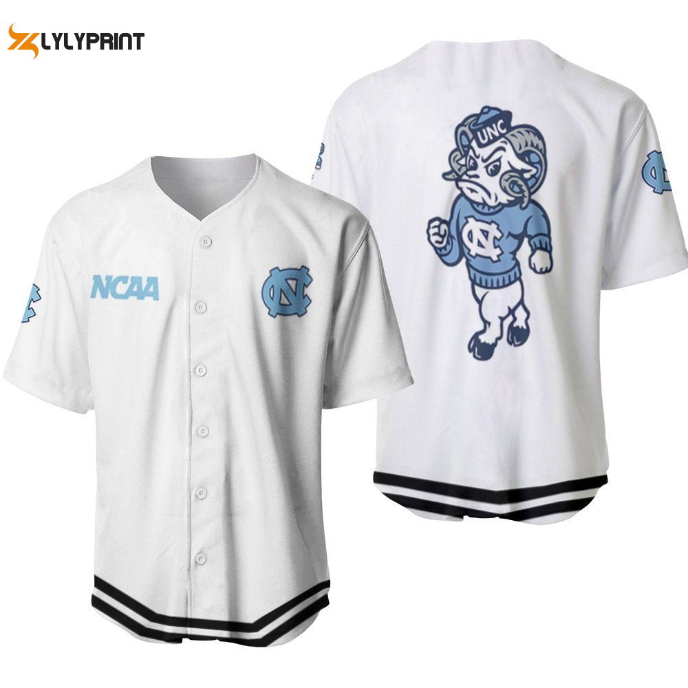 North Carolina Tar Heels Classic White With Mascot Gift For North Carolina Tar Heels Fans Baseball Jersey Gifts for Fans - lylyprint.com baseball jersey product view 1