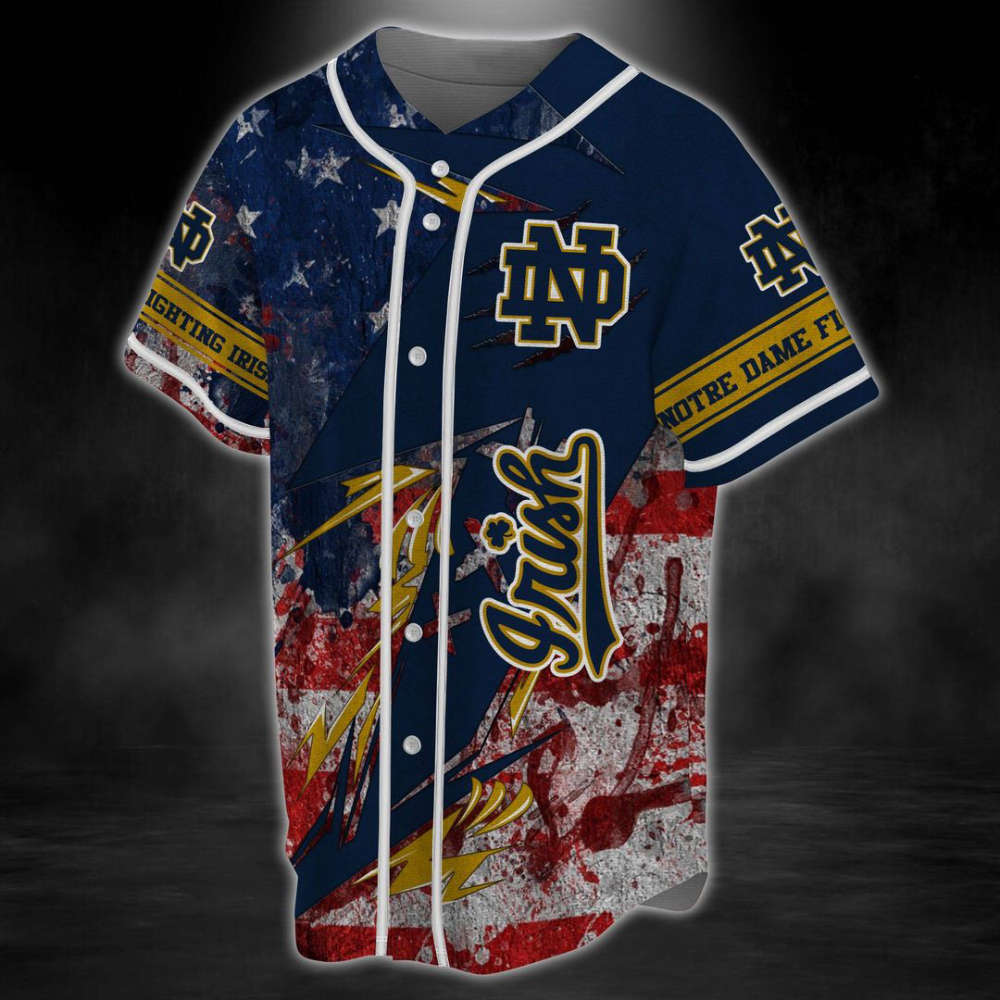 Notre Dame Fighting Irish Baseball Jersey Fan Gifts - lylyprint.com baseball jersey product view 4