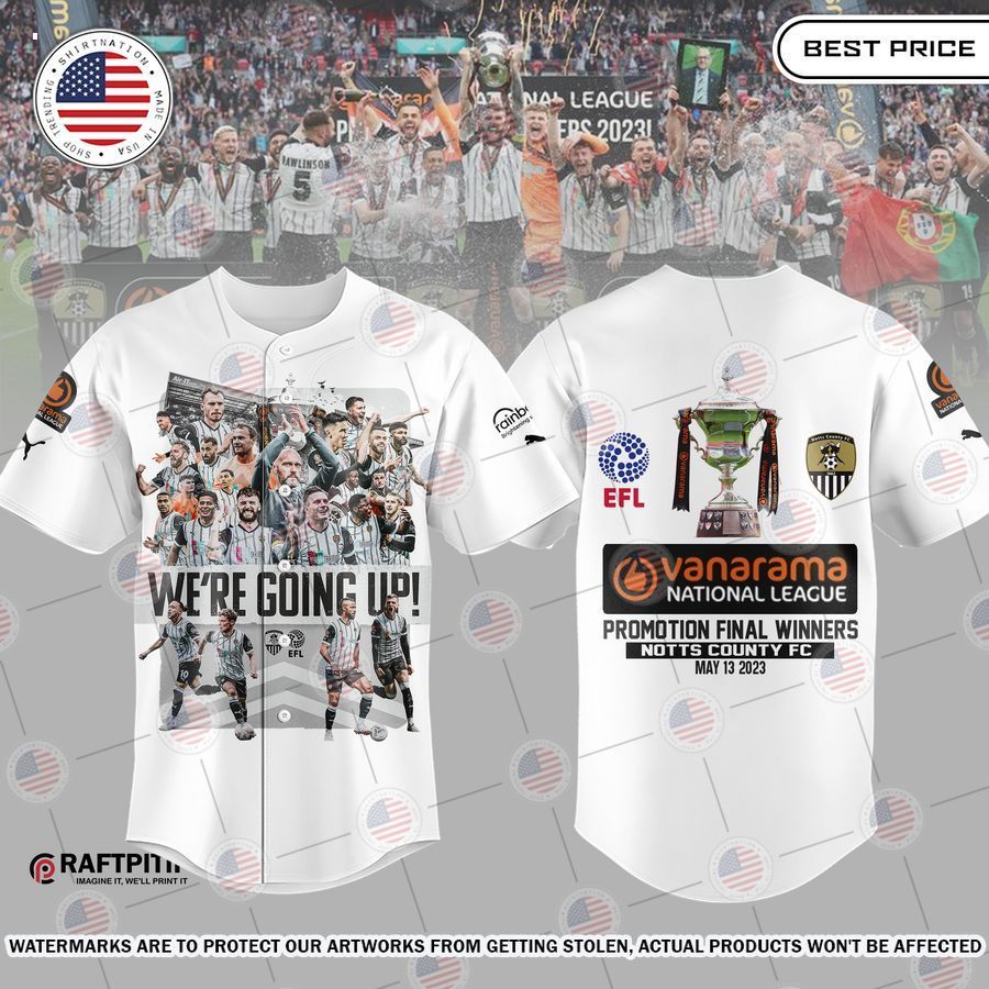 Notts County FC We are going up Baseball Jersey baseball jersey product view 1