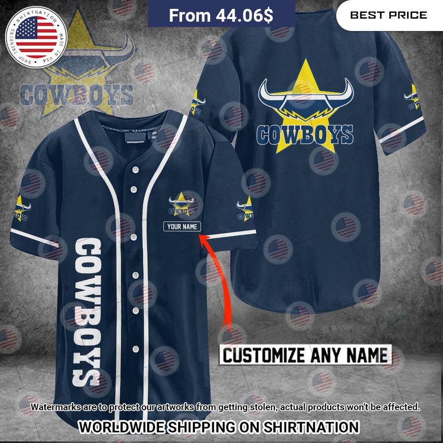 Nq Cowboys Custom Name Baseball Jersey baseball jersey product view 1