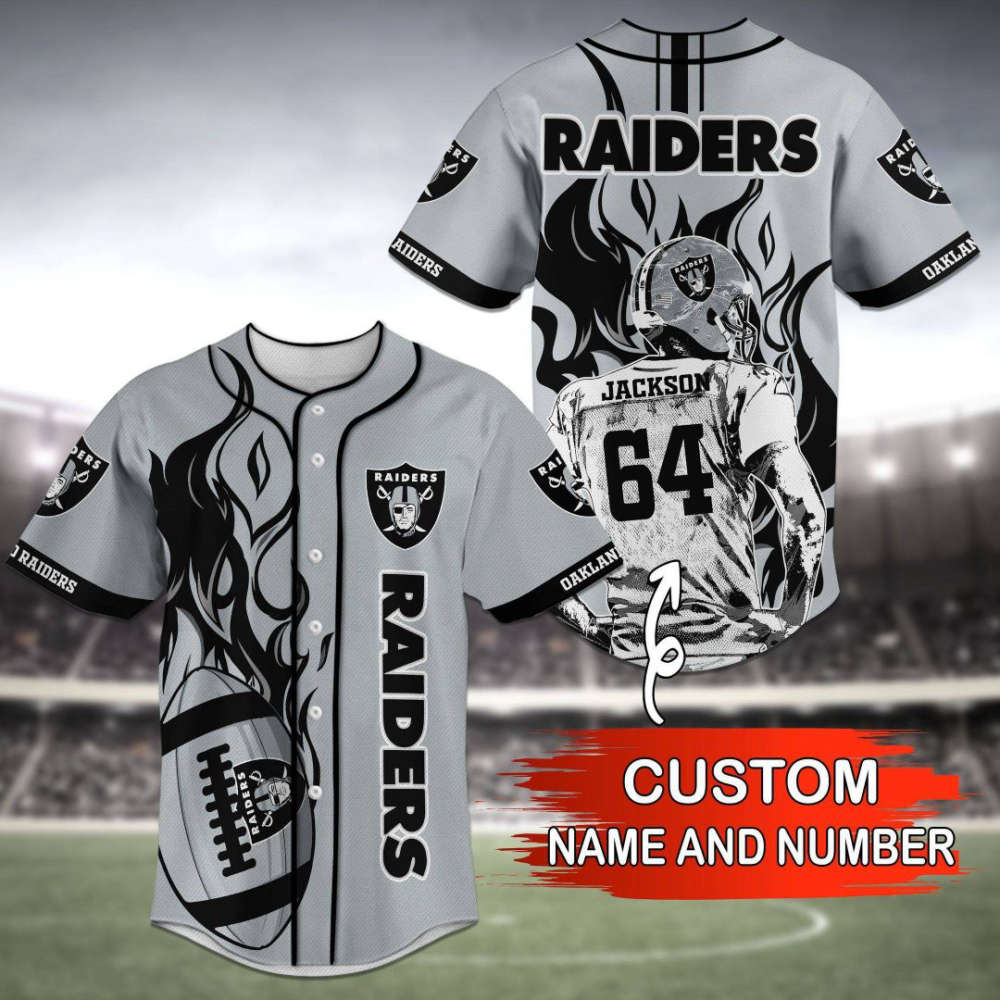 Oakland Raiders Baseball Jersey Personalized 2023 - lylyprint.com baseball jersey product view 2