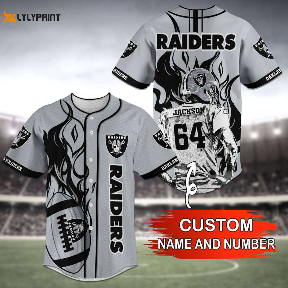 Oakland Raiders Baseball Jersey Personalized 2023 - lylyprint.com baseball jersey product view 1
