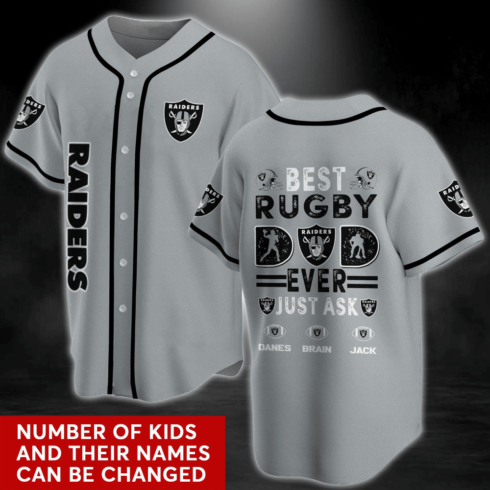 Oakland Raiders Fan Apparel Baseball Jersey Shirt with Personalized Name - Aopprinter baseball jersey product view 2