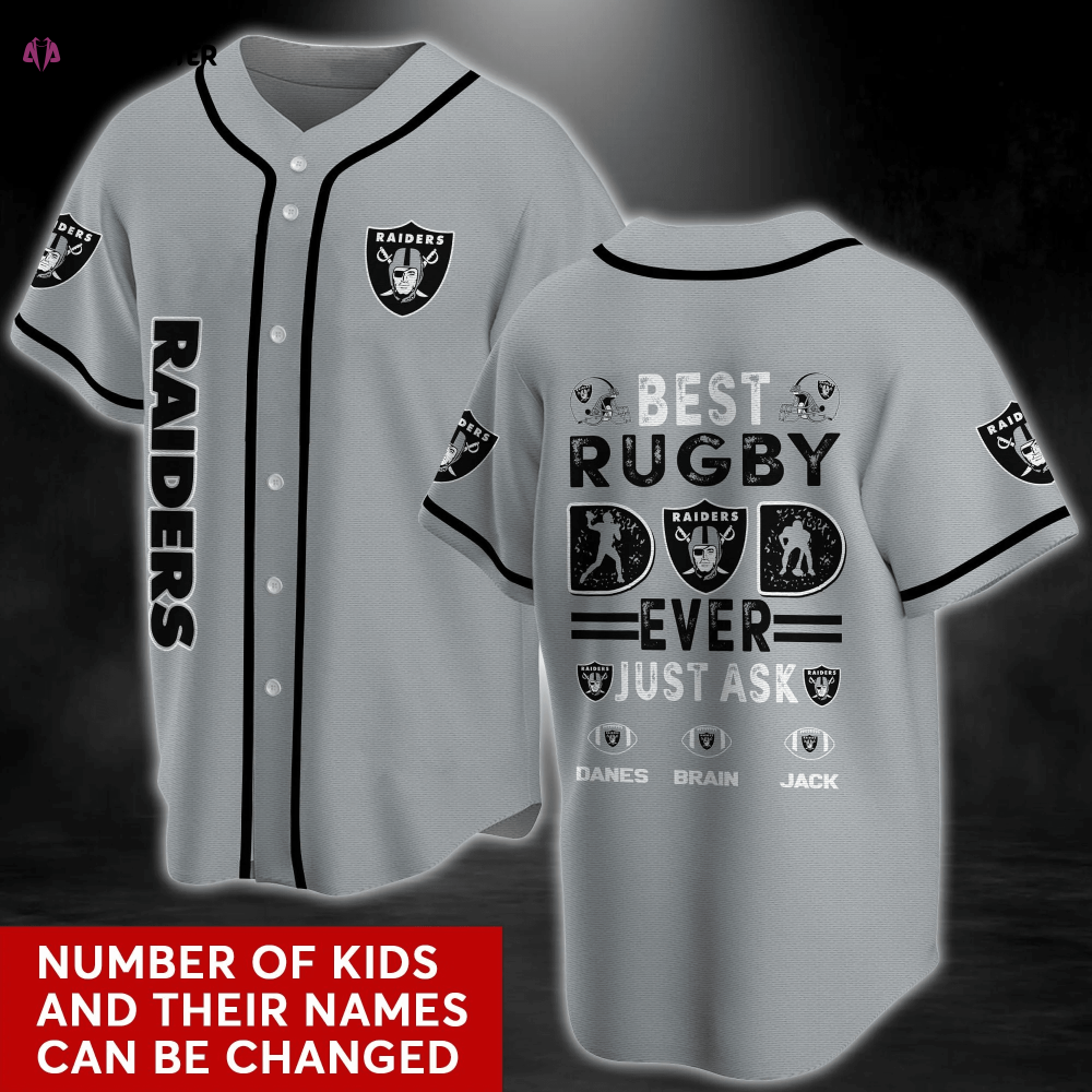Oakland Raiders Fan Apparel Baseball Jersey Shirt with Personalized Name - Aopprinter baseball jersey product view 1