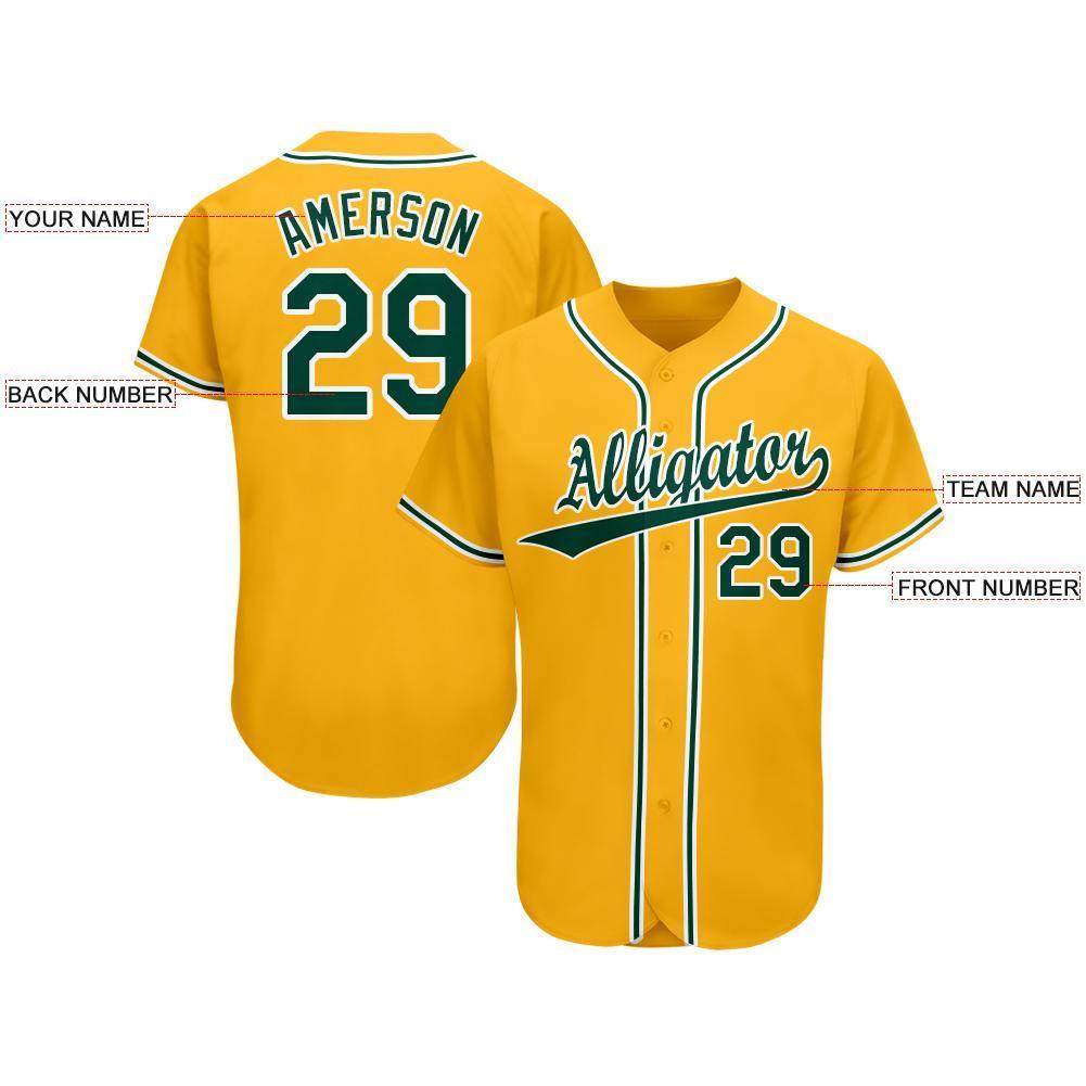 Custom Gold Green-White Baseball Jersey baseball jersey product view 3
