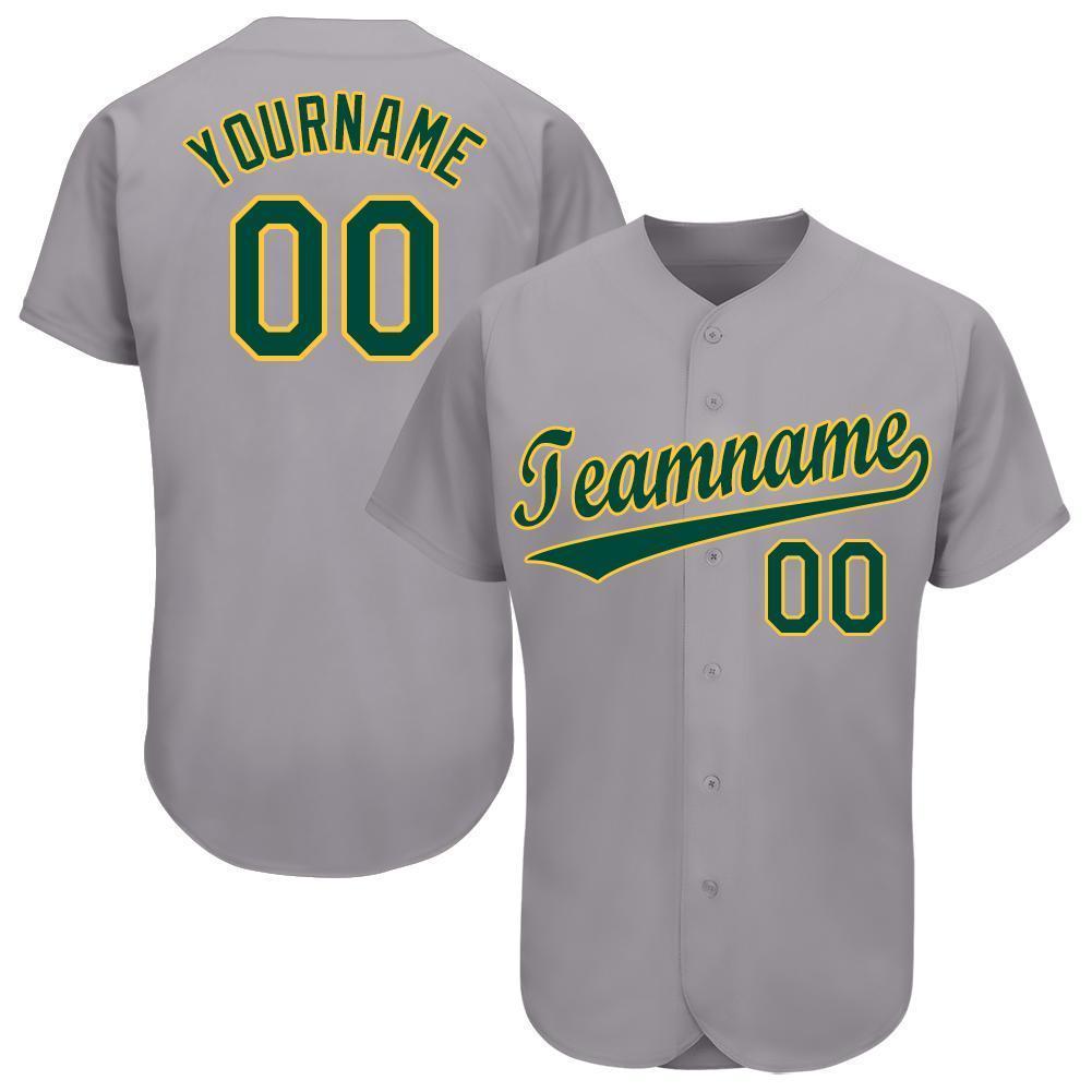 Custom Gray Green-Gold Baseball Jersey baseball jersey product view 1