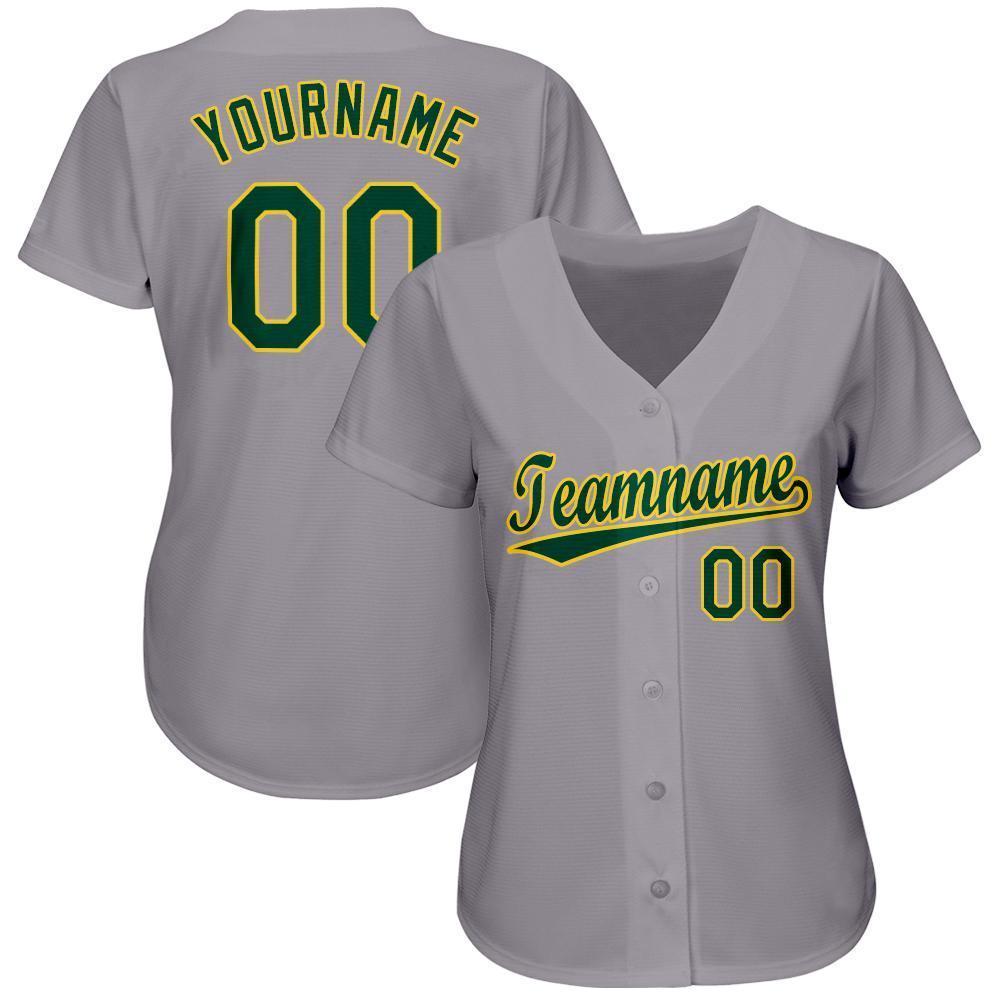Custom Gray Green-Gold Baseball Jersey baseball jersey product view 2