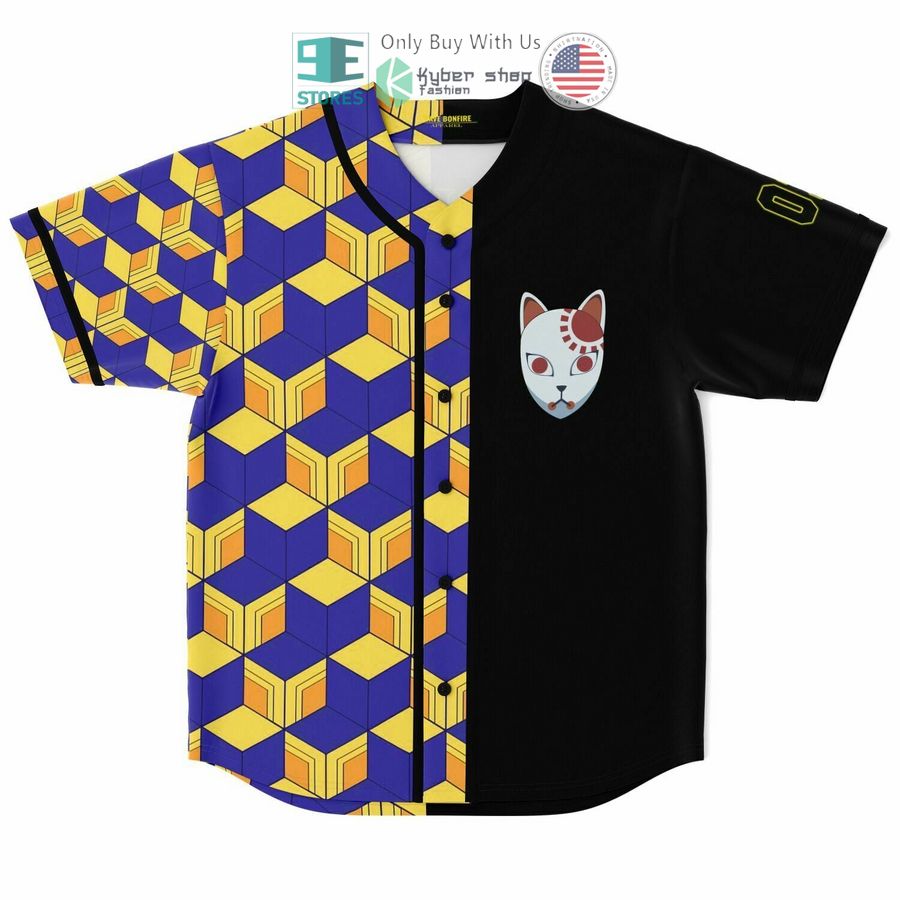 BEST Ok Chongie Tomioka Giyuu black yellow Baseball Jersey baseball jersey product view 1