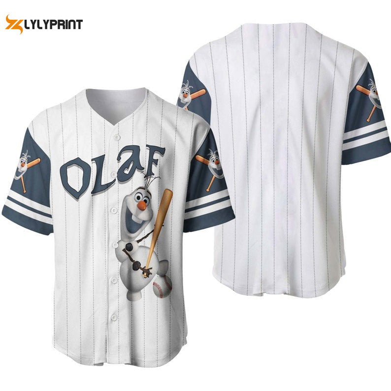 Olaf Snowman Frozen Baseball Jersey - All Over Print Pinstripe Gift for Men & Women - lylyprint.com baseball jersey product view 1
