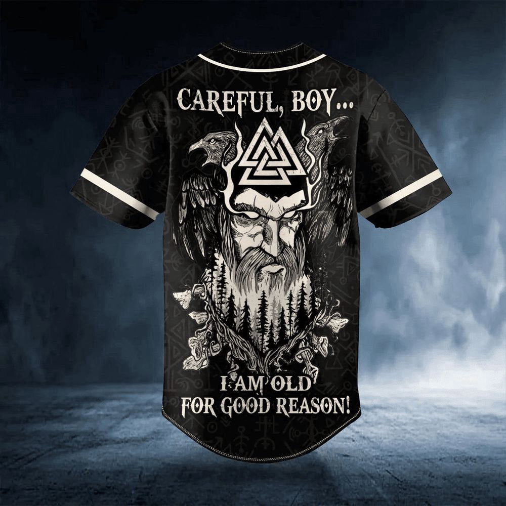 Old For Good Reason Viking Custom Baseball Jersey For Men Women, skull lover, Baseball Fans Gift - lylyprint.com baseball jersey product view 2