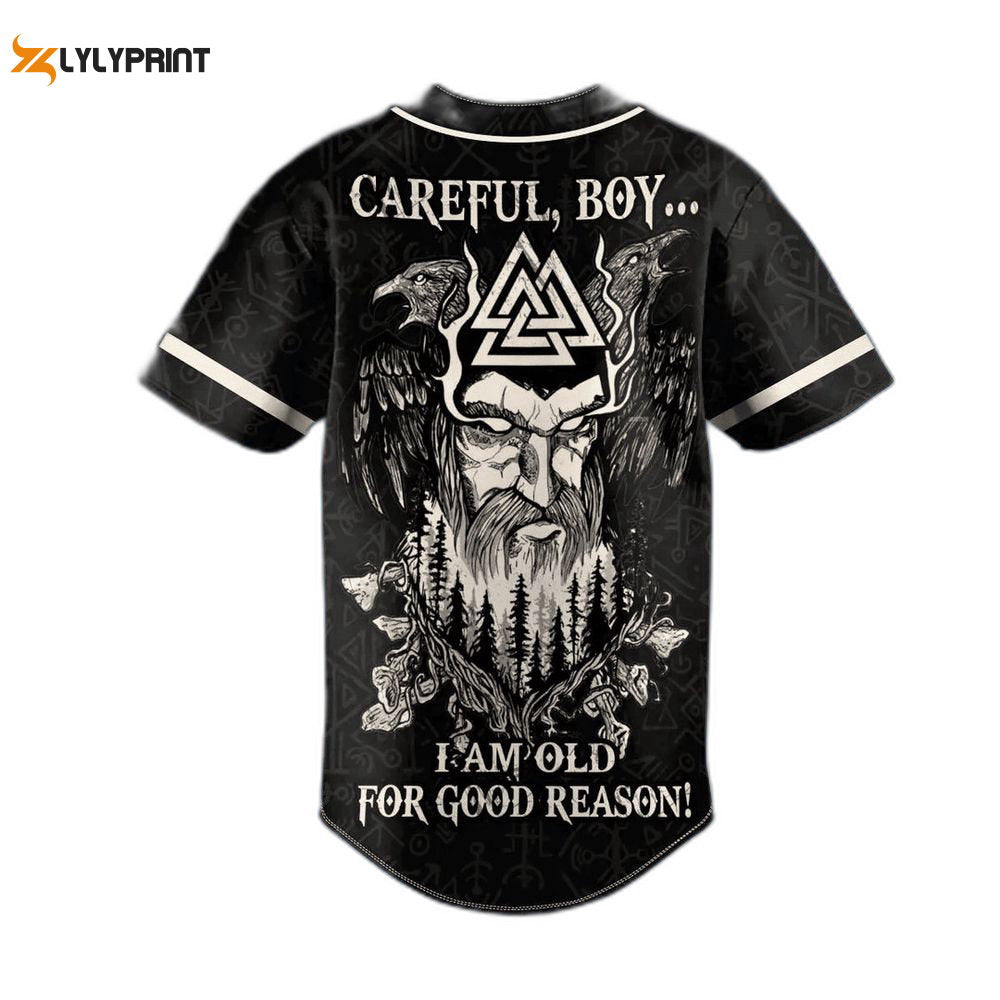 Old For Good Reason Viking Custom Baseball Jersey For Men Women, skull lover, Baseball Fans Gift - lylyprint.com baseball jersey product view 1