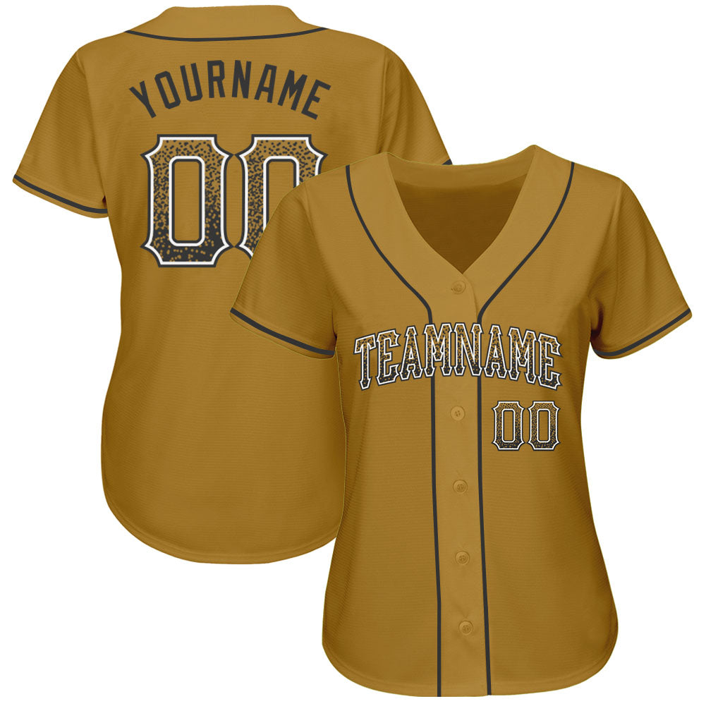 Custom Old Gold Black-White Authentic Drift Fashion Baseball Jersey baseball jersey product view 2