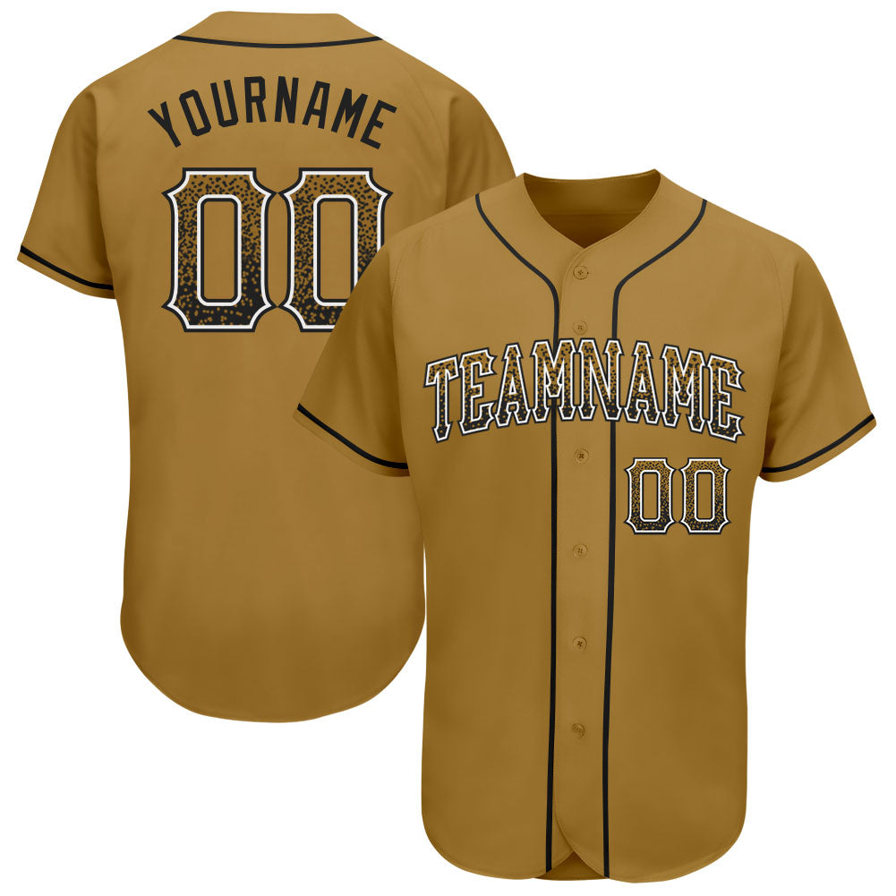 Custom Old Gold Black-White Authentic Drift Fashion Baseball Jersey baseball jersey product view 1