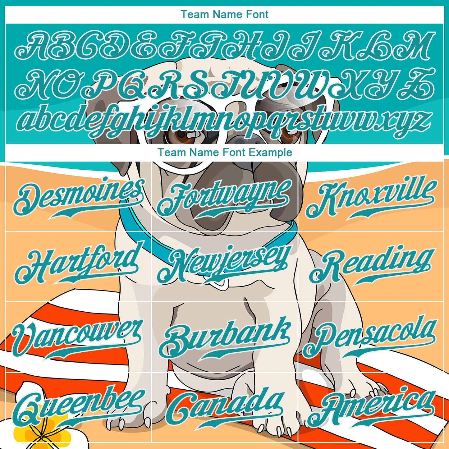 Custom Old Gold Teal-White 3D Pattern Design Puppy Pug Authentic Baseball Jersey baseball jersey product view 4