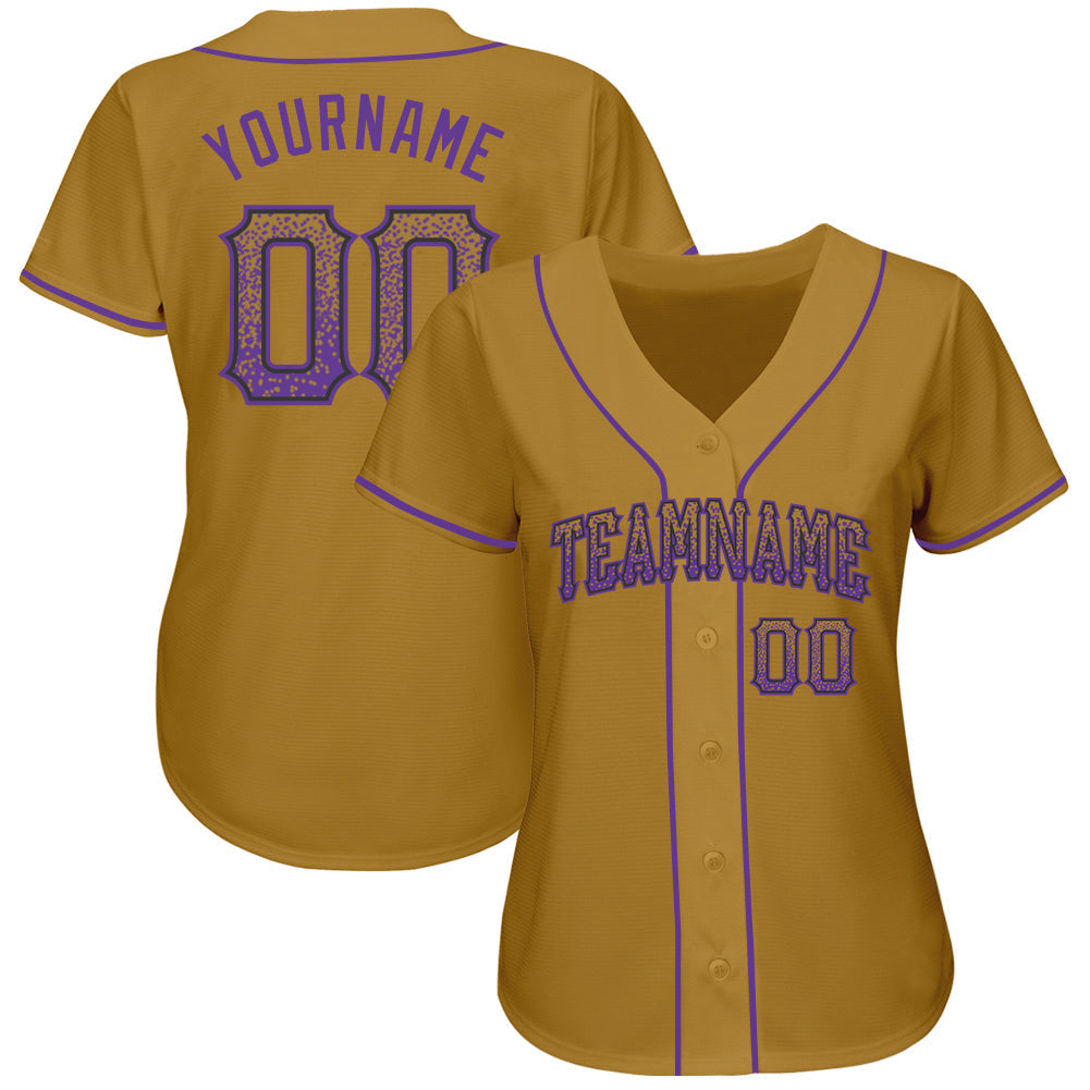 Custom Old Gold Purple-Black Authentic Drift Fashion Baseball Jersey baseball jersey product view 2