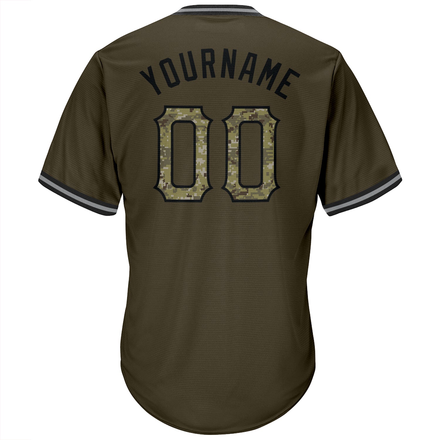 Custom Olive Camo-Black Authentic Throwback Rib-Knit Salute To Service Baseball Jersey Shirt baseball jersey product view 3