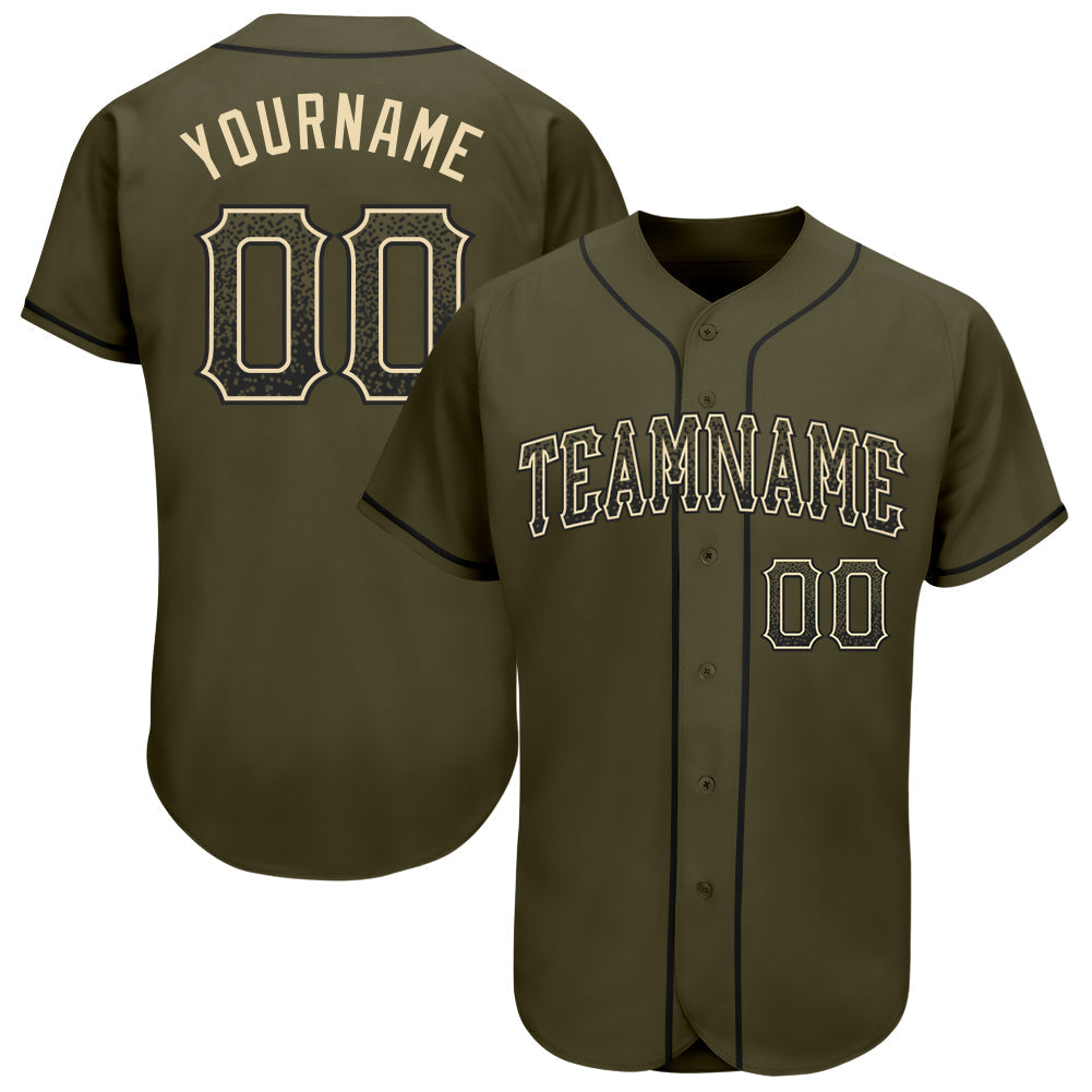 Custom Olive Black-Cream Authentic Drift Fashion Salute To Service Baseball Jersey baseball jersey product view 1