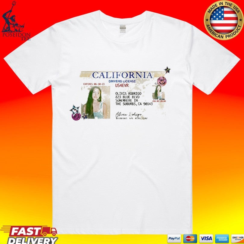 Olivia Rodrigo California Drivers License T-shirt Unisex T-shirt, Sweatshirt, Hoodie, Long Sleeve Tee - T-Shirt, Sweatshirt, Hoodie