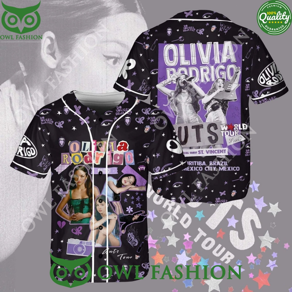 Olivia Rodrigo Perfect Guts World tour Baseball Jersey baseball jersey product view 1