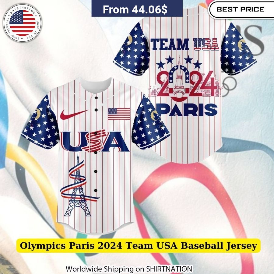 Olympics Paris 2024 Team USA Baseball Jersey baseball jersey product view 1