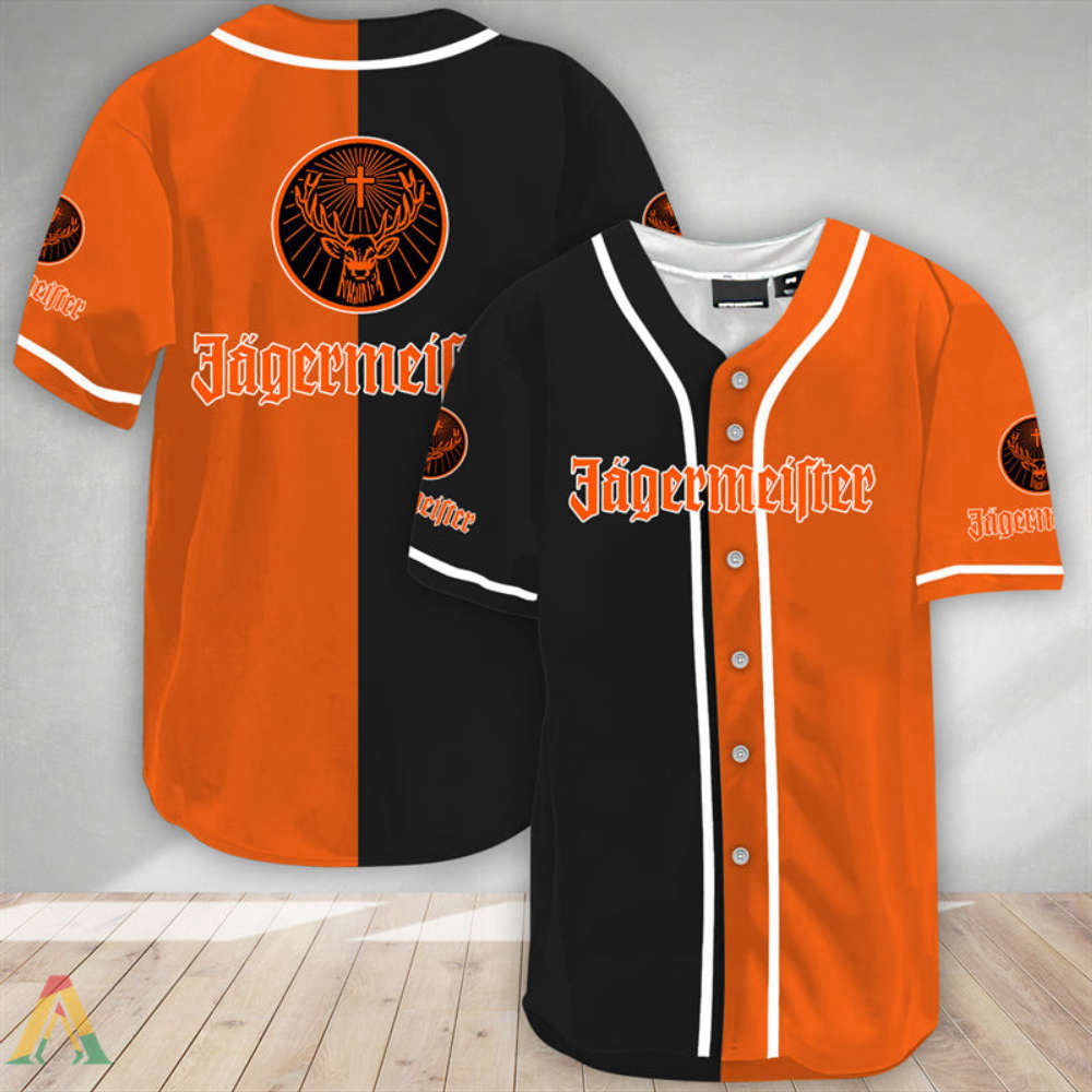 Orange Split Jagermeister Baseball Jersey - Aopprinter baseball jersey product view 2