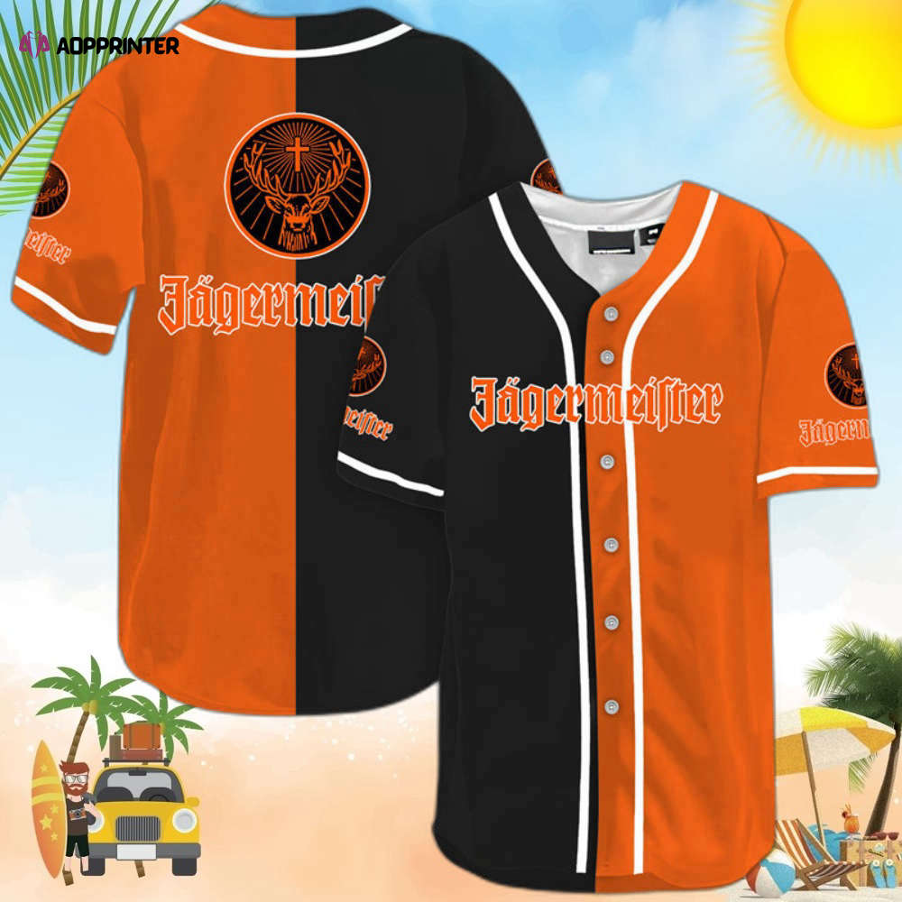 Orange Split Jagermeister Baseball Jersey baseball jersey product view 1