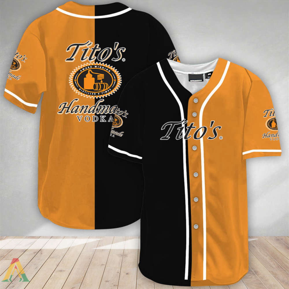 Orange Split Tito Is Vodka Baseball Jersey - Aopprinter baseball jersey product view 2