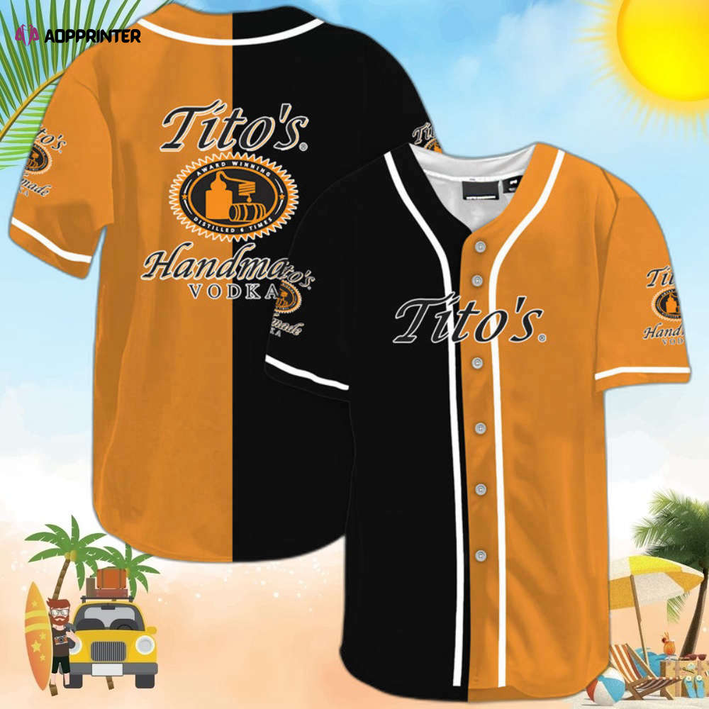 Orange Split Tito Is Vodka Baseball Jersey baseball jersey product view 1