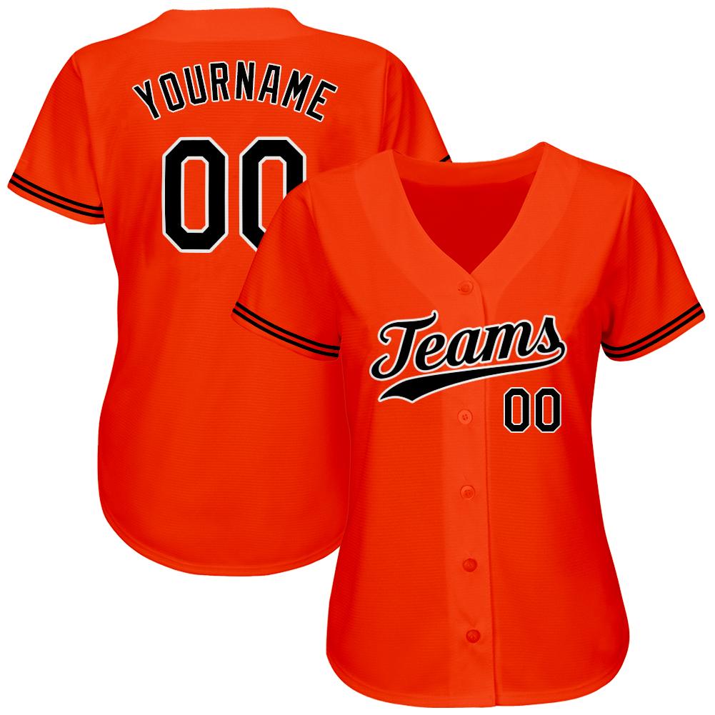 Custom Orange Black-White Authentic Baseball Jersey baseball jersey product view 2