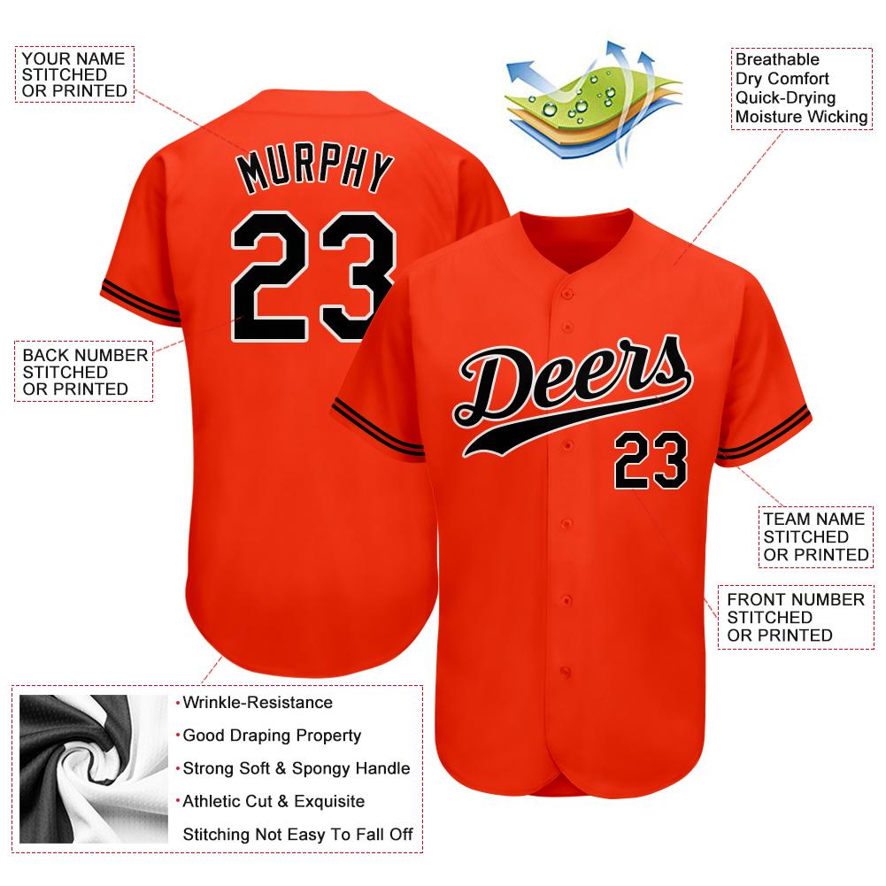 Custom Orange Black-White Authentic Baseball Jersey baseball jersey product view 3