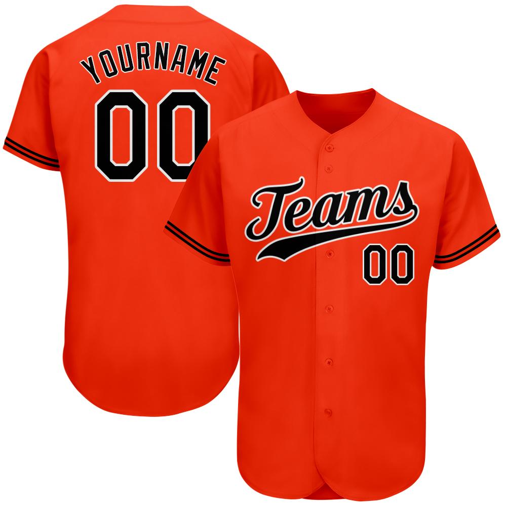 Custom Orange Black-White Authentic Baseball Jersey baseball jersey product view 1