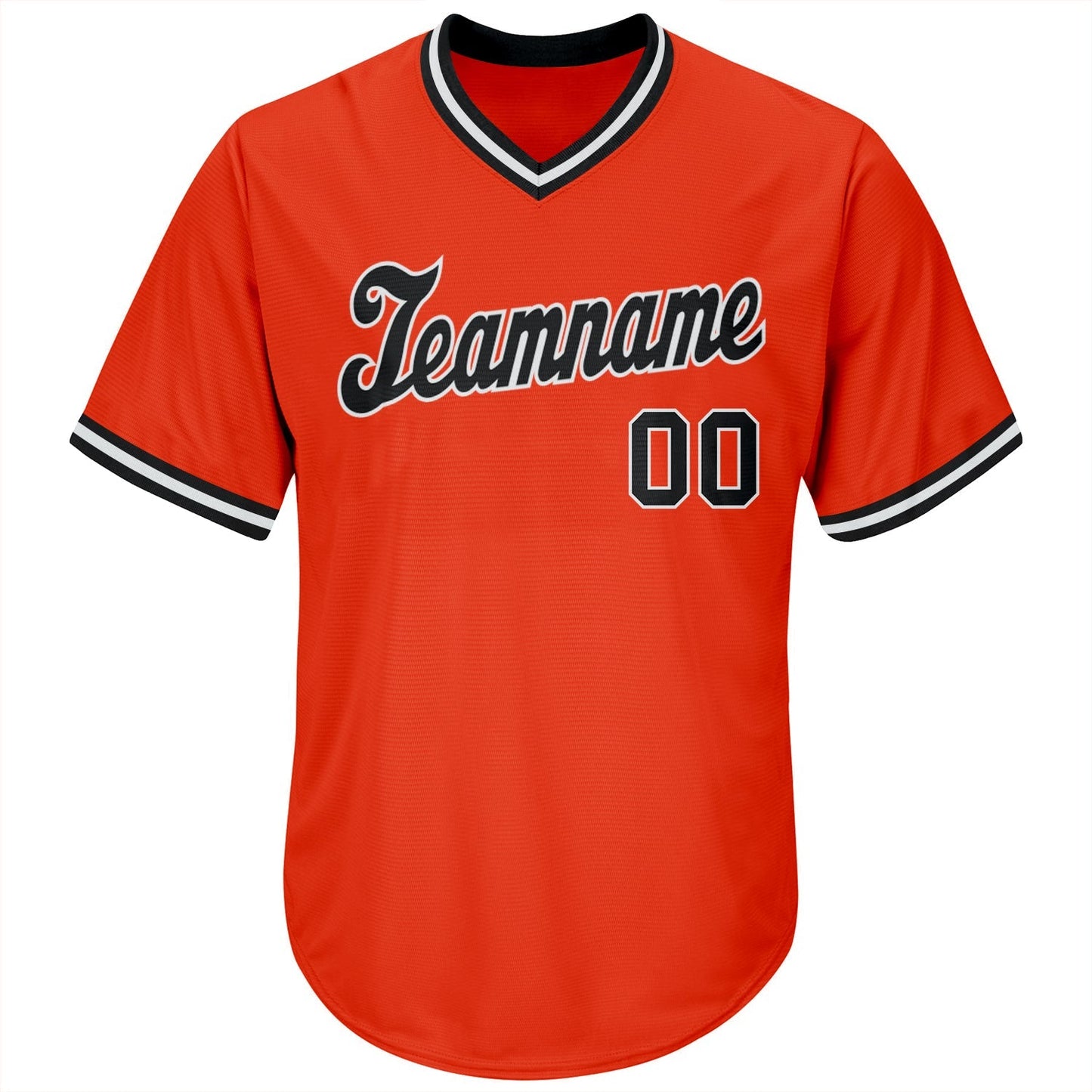 Custom Orange Black-White Authentic Throwback Rib-Knit Baseball Jersey Shirt baseball jersey product view 2