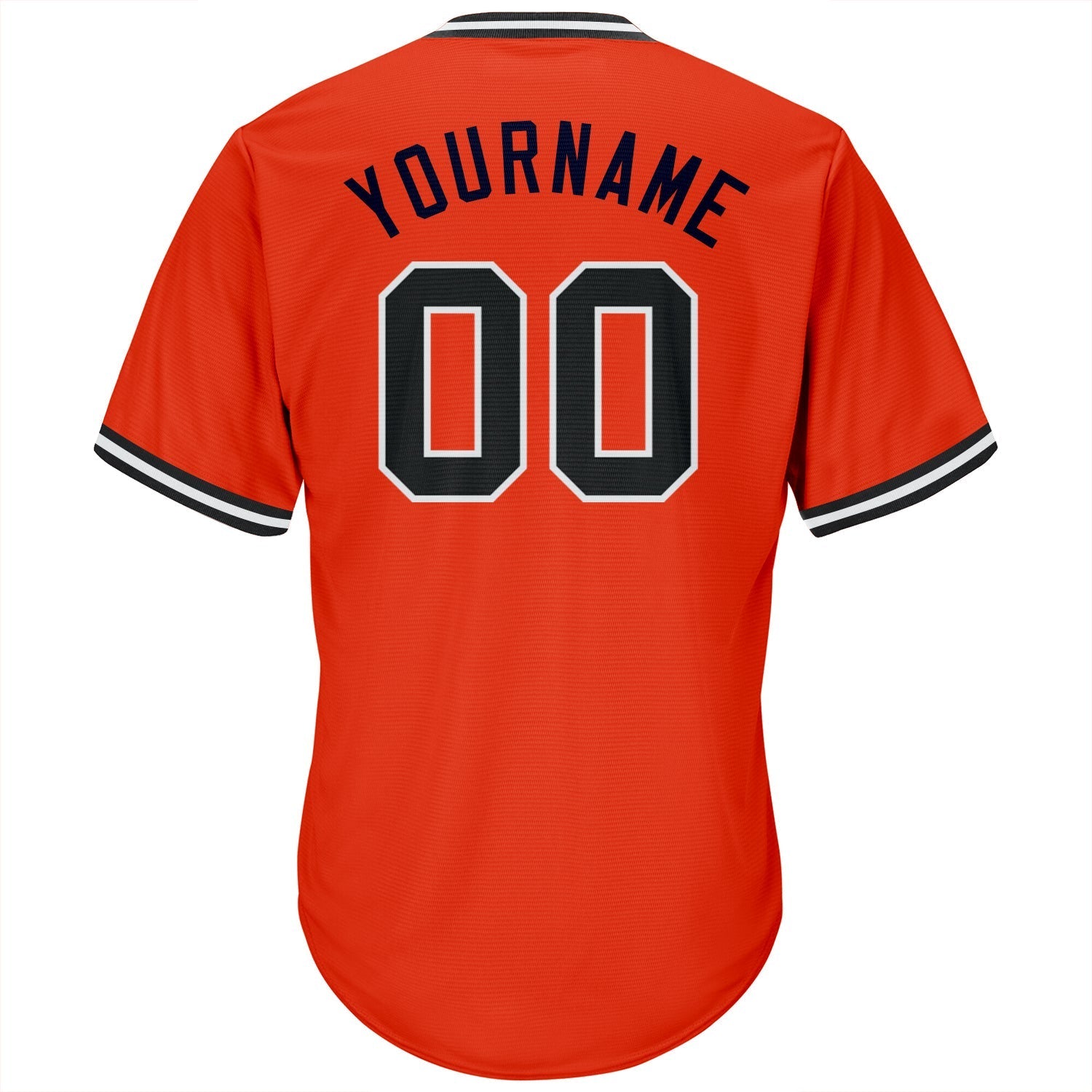 Custom Orange Black-White Authentic Throwback Rib-Knit Baseball Jersey Shirt baseball jersey product view 3