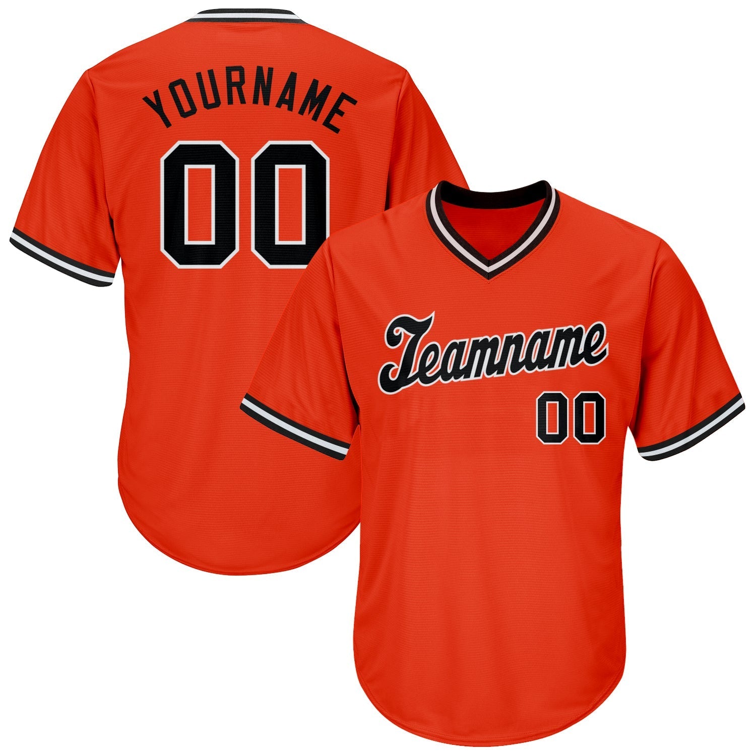 Custom Orange Black-White Authentic Throwback Rib-Knit Baseball Jersey Shirt baseball jersey product view 1