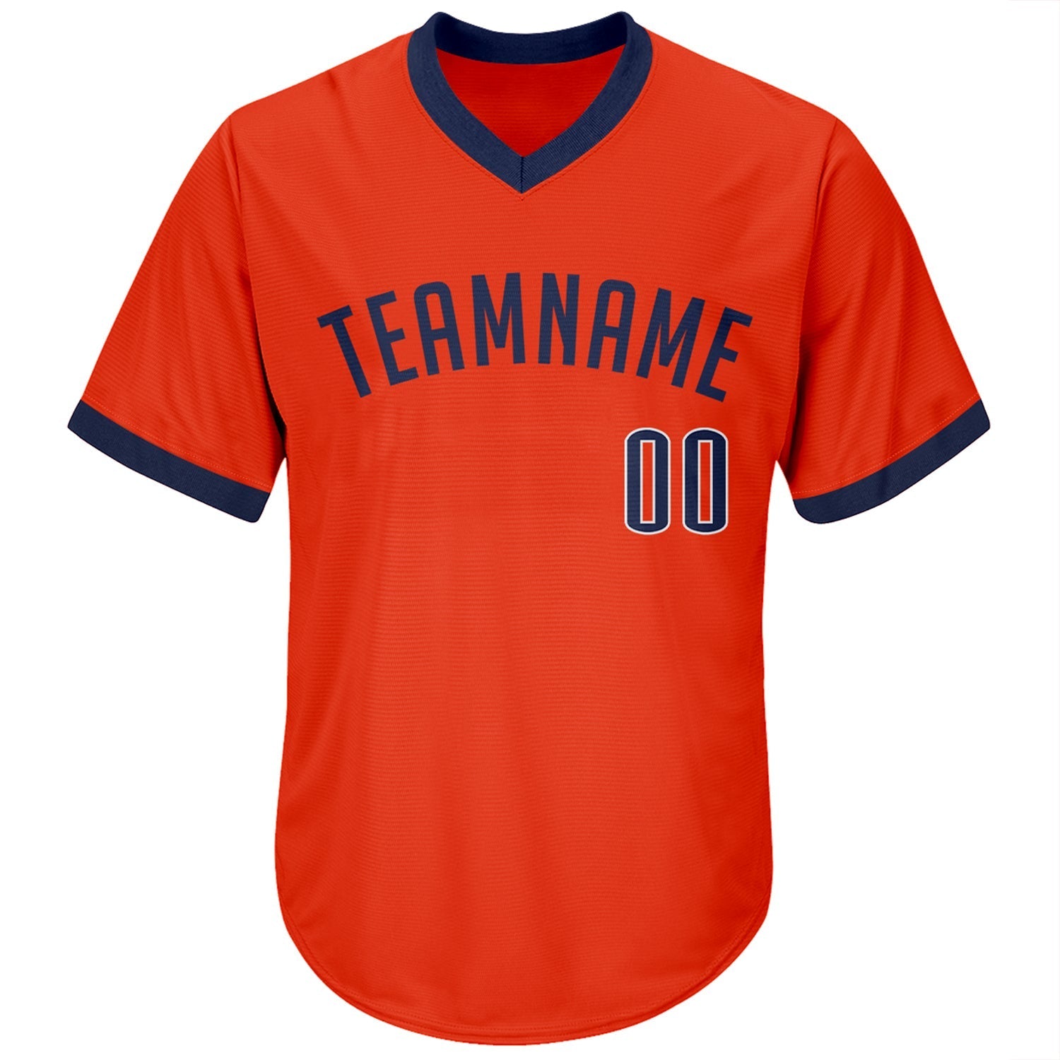 Custom Orange Navy-White Authentic Throwback Rib-Knit Baseball Jersey Shirt baseball jersey product view 2