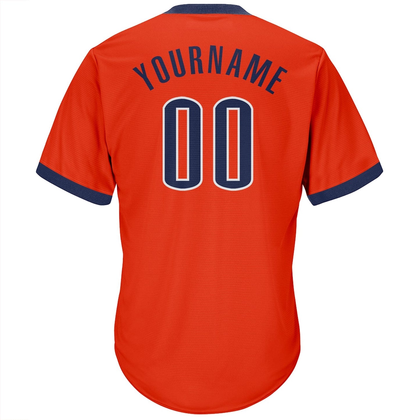 Custom Orange Navy-White Authentic Throwback Rib-Knit Baseball Jersey Shirt baseball jersey product view 3