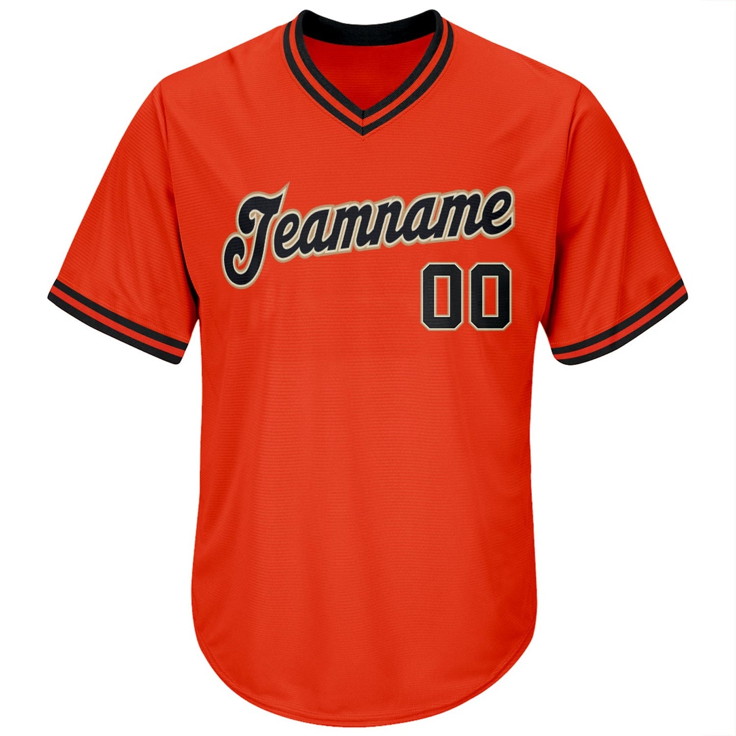 Custom Orange Black-Old Gold Authentic Throwback Rib-Knit Baseball Jersey Shirt baseball jersey product view 2