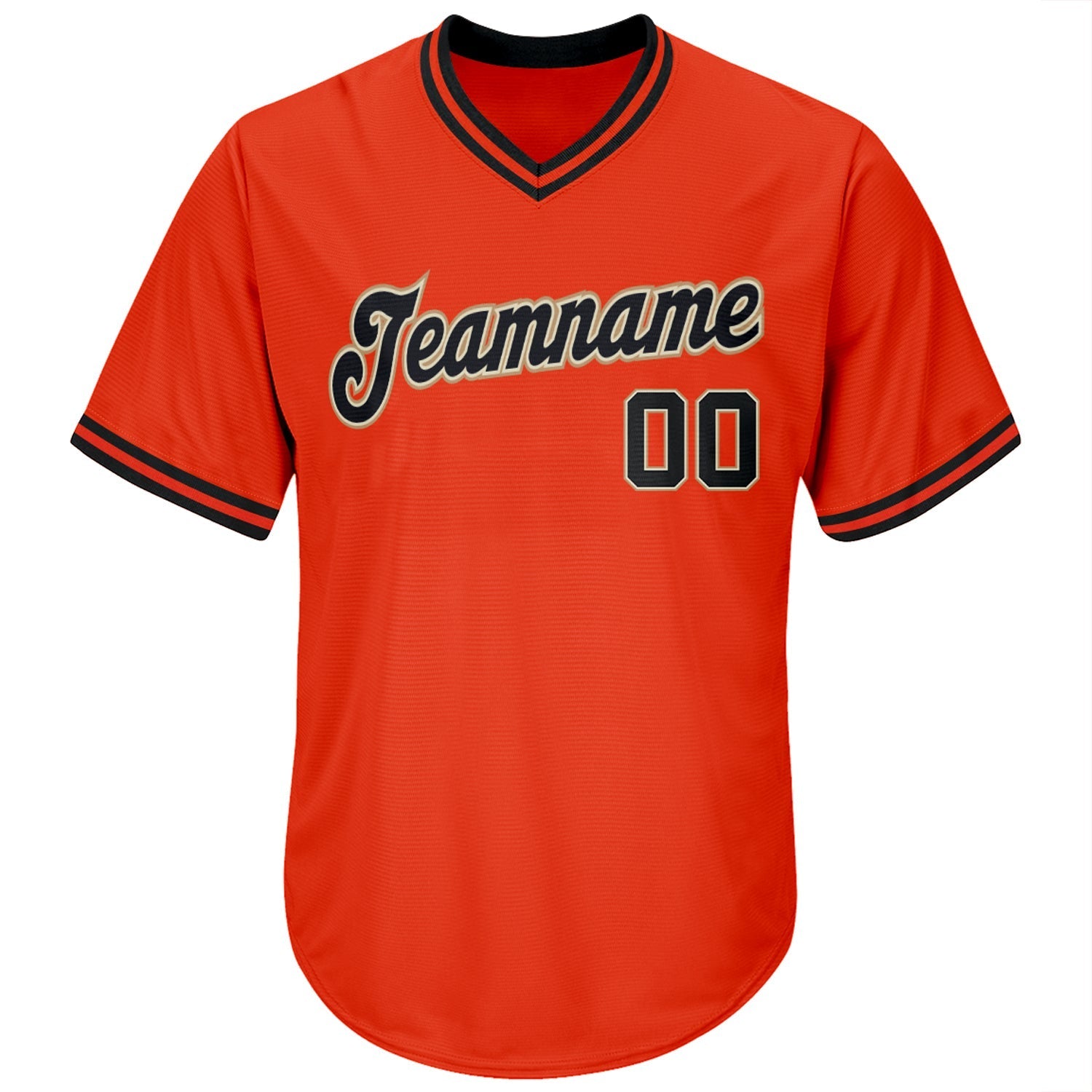 Custom Orange Black-Old Gold Authentic Throwback Rib-Knit Baseball Jersey Shirt baseball jersey product view 2