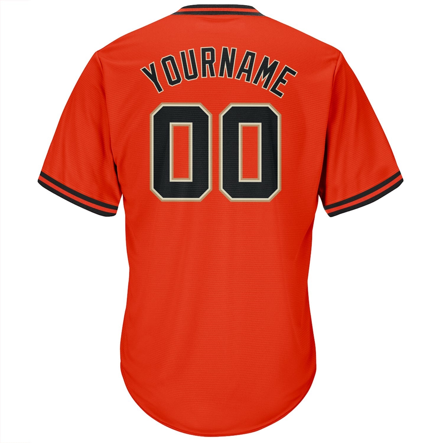 Custom Orange Black-Old Gold Authentic Throwback Rib-Knit Baseball Jersey Shirt baseball jersey product view 3